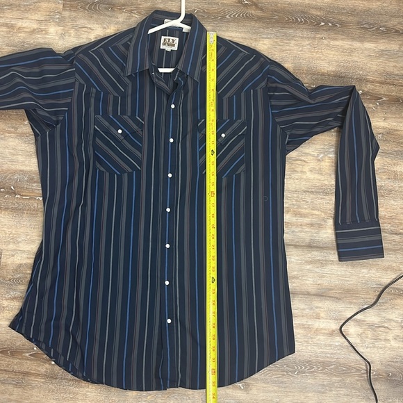 Men’s Ely Cattleman striped pearl snap long sleeve shirt Tall Man XLT - Picture 8 of 11